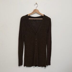 Willi Smith Brown Long V-Neck Cardigan